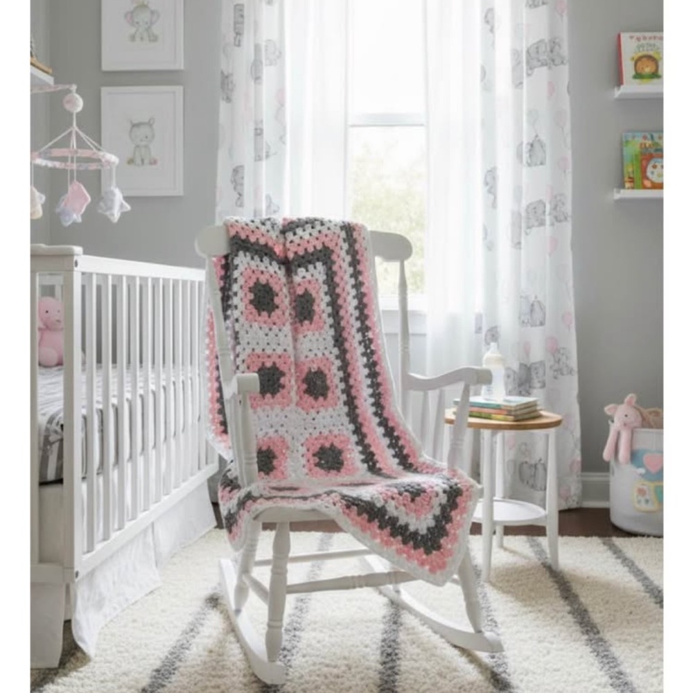 Cozy Handknit Grandmacore Crochet Blanket Throw Household Nursery Present Child